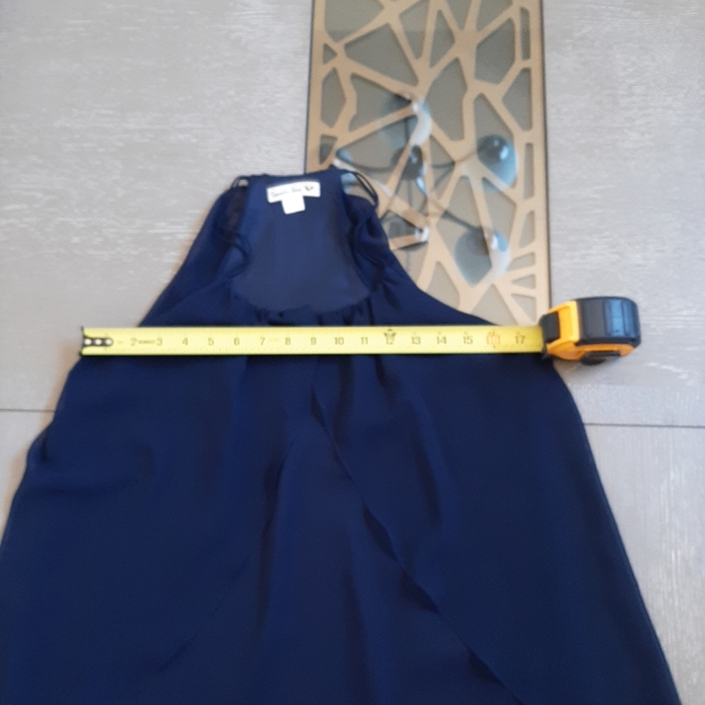 Double Zero Deep Blue Ruffled Overlay Chiffon Mini Dress - Picture 9 of 10